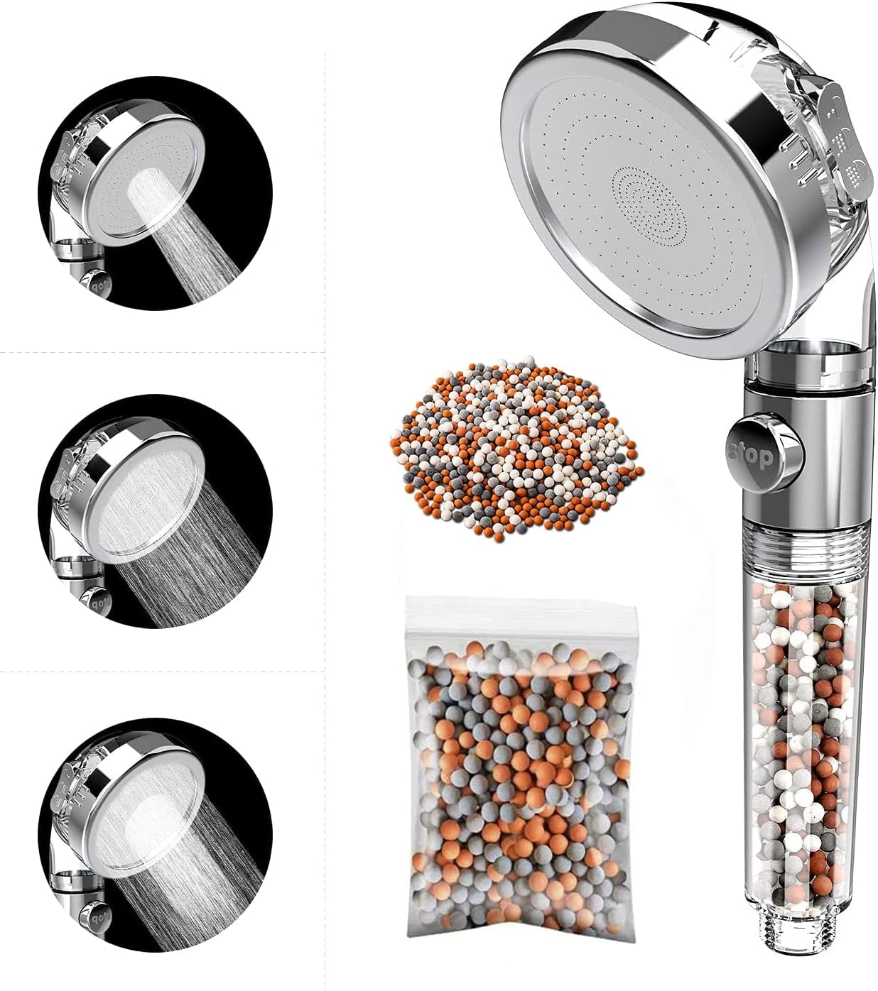 Ionic Shower Head, Filter Shower Head, 3 Spray Adjustable Handheld