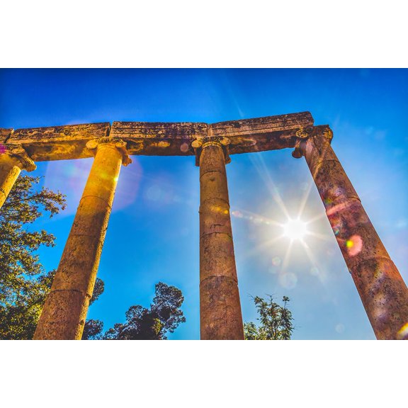 Ionic columns Sun Oval Plaza-Jerash-Jordan. Jerash came to power from 300 BC to 600 AD. Poster Print - William Perry (36 x 24)