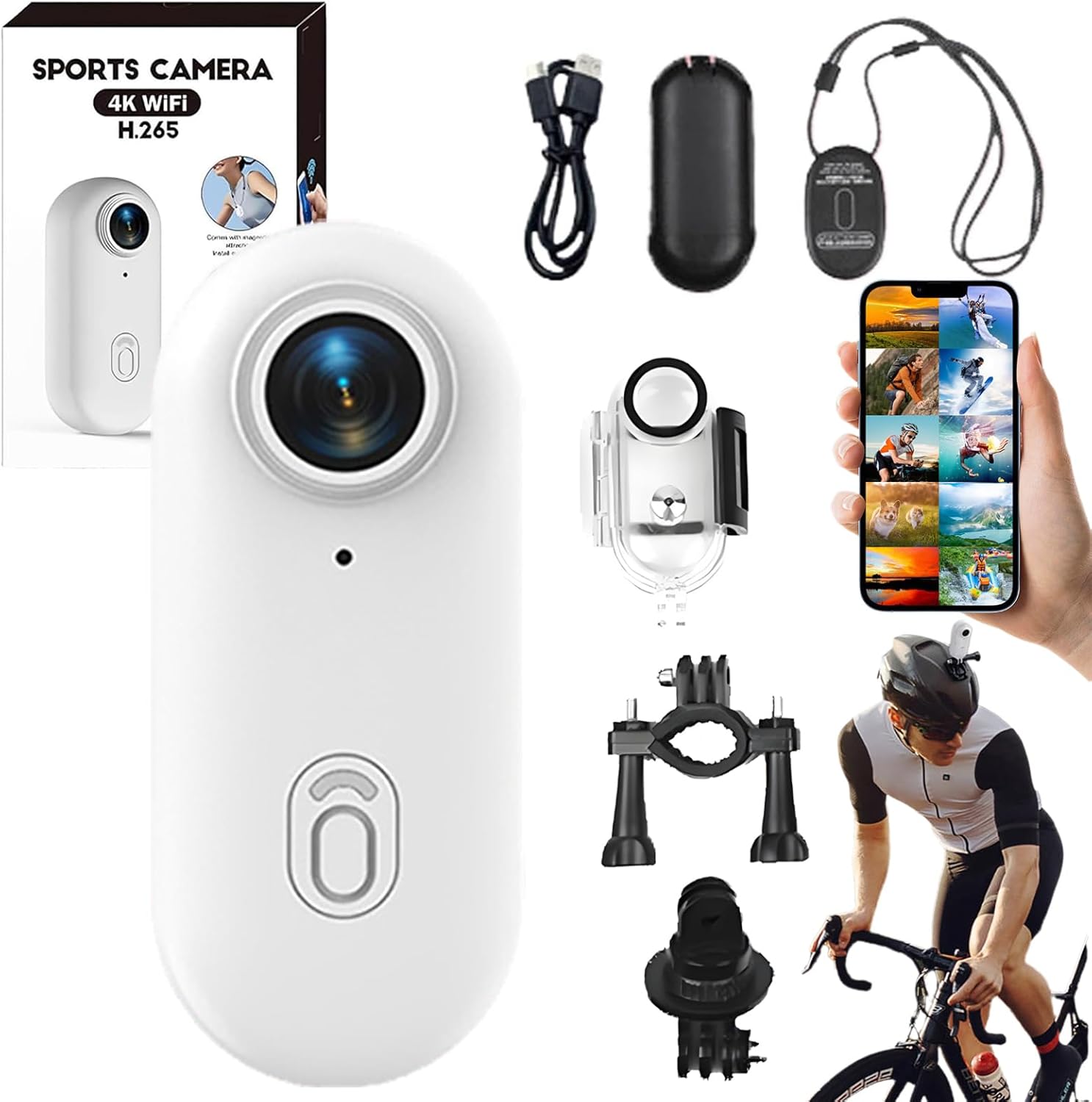 IonicSwift RideView – Telecamera POV Hands-free Per Equitazione, 4K, Impermeabile 30m, Con Clip Magnetica E Supporti Per Casco E Bici