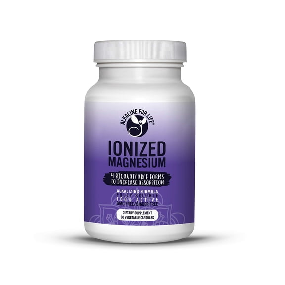 Ionized Magnesium - Magnesium Glycinate, Magnesium Citrate, Magnesium Ascorbate - Triple Magnesium Complex 60 Capsules Magnesium Supplement in 3 Alkalizing Forms