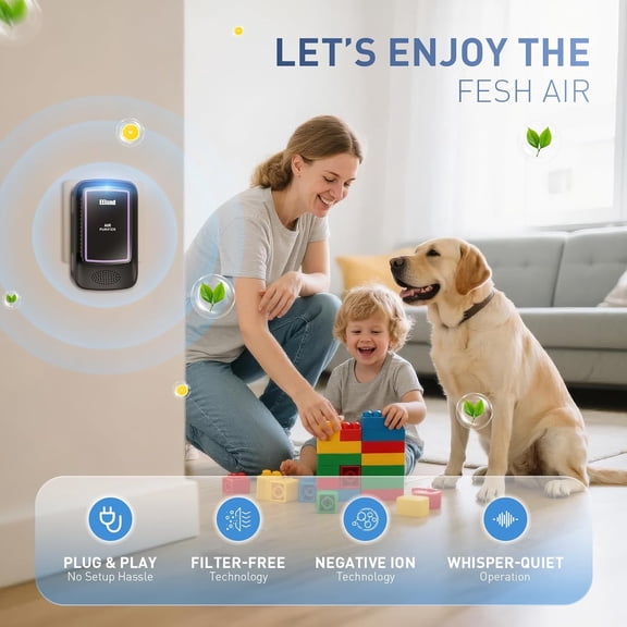 Ionizers for Home (3 Pack) - Portable Negative Ion Generator, Ozone Quiet Freshener for Pet Odor, Bedroom & Office