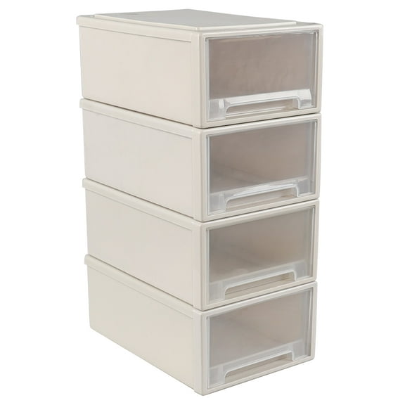 Ionoloy 12 Quart Plastic Storage Drawers, Stacking Storage Drawer Unit, 4-Pack
