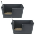 thumbnail image 1 of Ionoloy 2 Pack High Side Plastic Cat Litter Basin, Extra Large Litter Box with Scoop, Grey, 1 of 7
