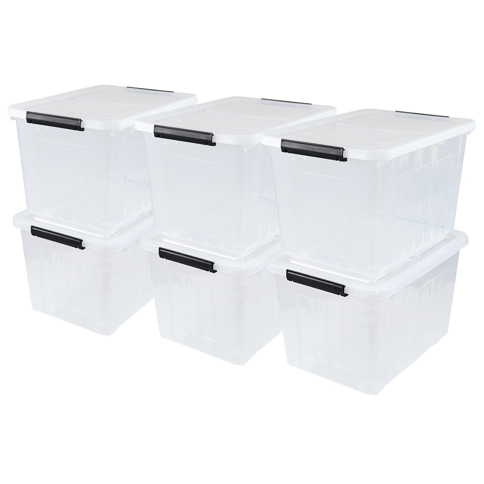 Ionoloy 6-Pack 50 Quart Clear Plastic Storage Boxes Bin, Large Latching ...