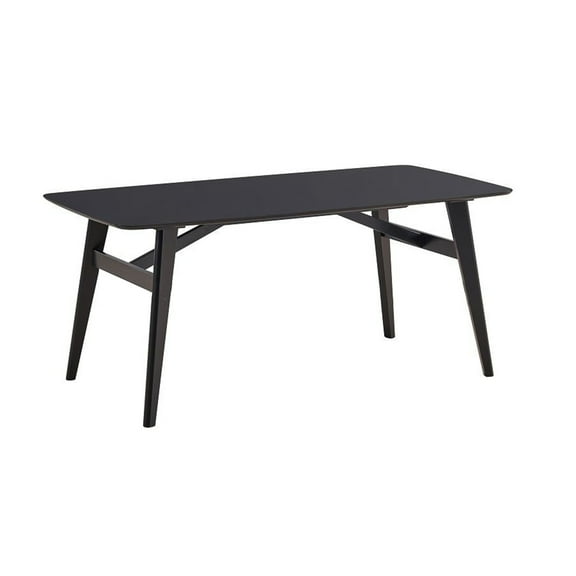 Iora 71 Inch Dining Table Industrial Style Rounded Corners Black Wood