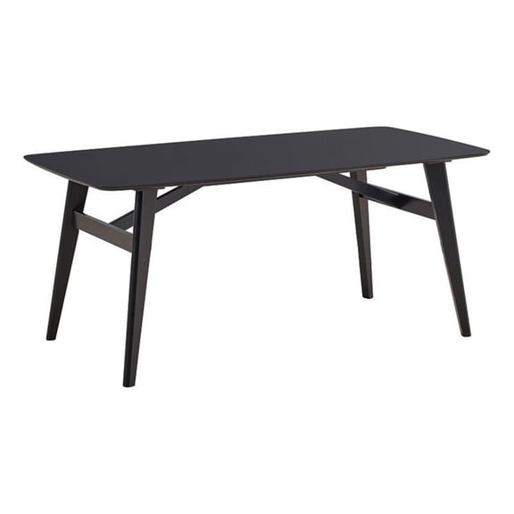 Benjara Iora 71" Dining Table- Industrial Style- Rounded Corners- Black Wood