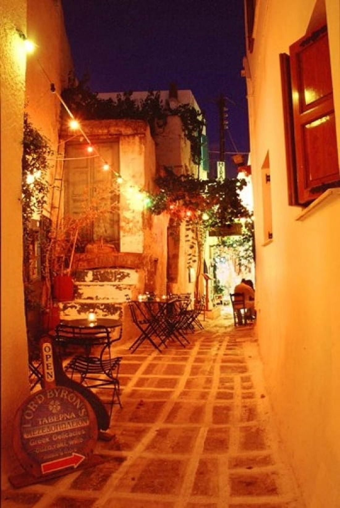 Ios Greece Restaurant setting on the Greek isle Canvas Art - Micah Wright DanitaDelimont (11 x 17)
