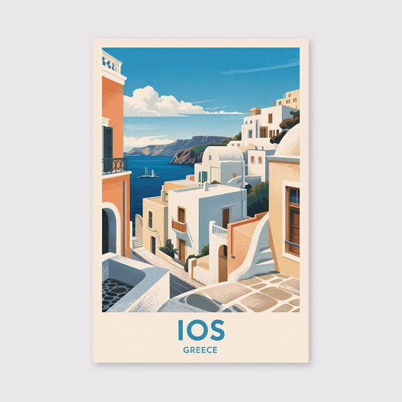 Ios Travel Print Canvas Wall Art, Ios Greece Wall Hanging Home Decoration Ios Canvas Art, Wall Art Print Canvas Ios Greece Wall Art-1WN3423