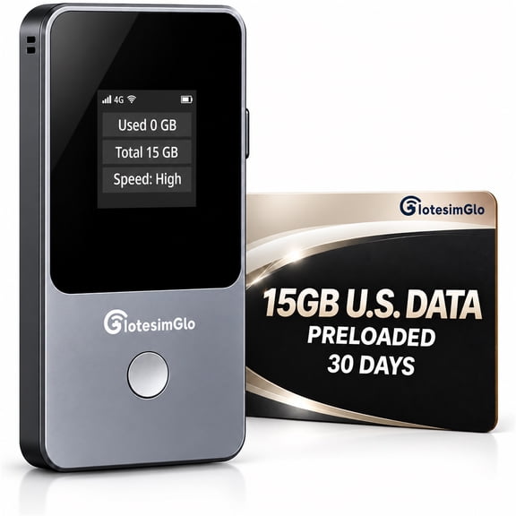 IotesimGlo Unlimited Mobile Hotspot with 30-Day US Data, 4G LTE, WiFi 6, Gray