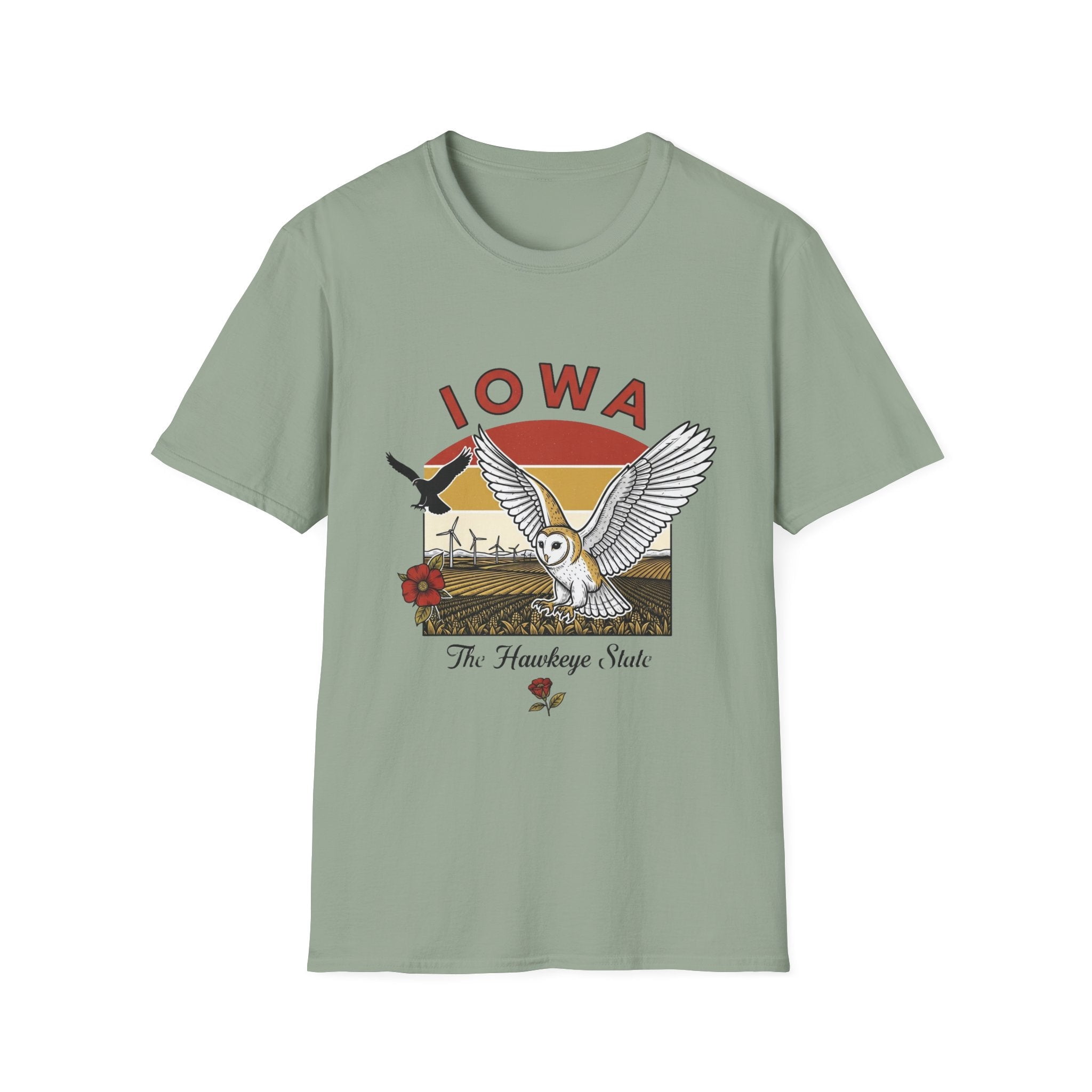 Iowa Barn Owl Tee — The Hawkeye State Vintage Sunset Tee Travel Tourist ...