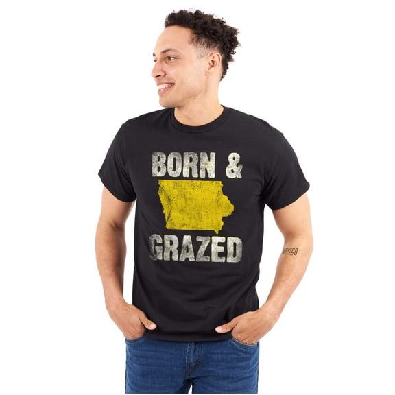 Iowa Born And Grazed IA Farmer Men's Graphic T Shirt Tees Brisco Brands S