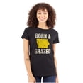 thumbnail image 1 of Iowa Born And Grazed IA Farmer Womens Slim Fit Graphic Tee Brisco Brands S, 1 of 3