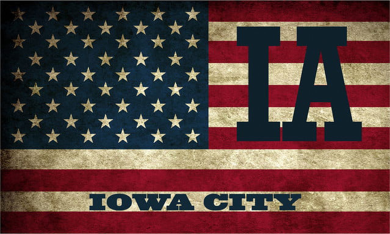 Iowa Flag Map Sticker Iowa City IA Iowa Johnson County Vintage US Flag Decal Bumper Sticker ...