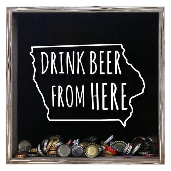 Iowa Drink Beer From Here Beer Cap Shadow Box