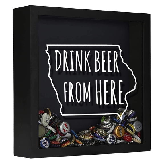 Iowa Drink Beer From Here Beer Cap Shadow Box