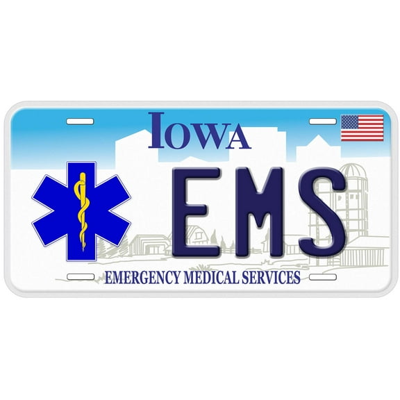 Iowa EMS Novelty Car Auto License Plate