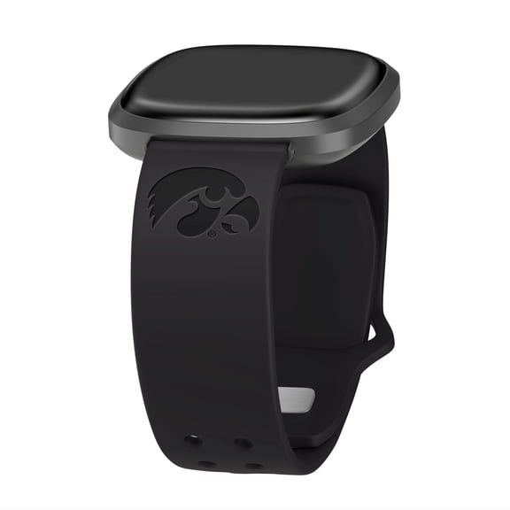Iowa Engraved Silicone Unisex Watch Band for Fitbit Versa 3 and Sense (Black) by Affinity Bands