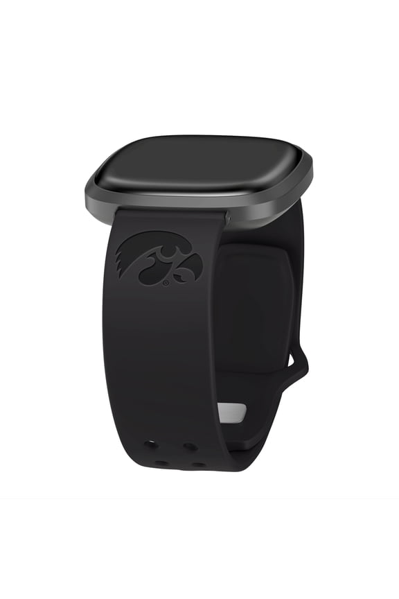 Iowa Engraved Silicone Unisex Watch Band for Fitbit Versa 3 and Sense (Black) by Affinity Bands
