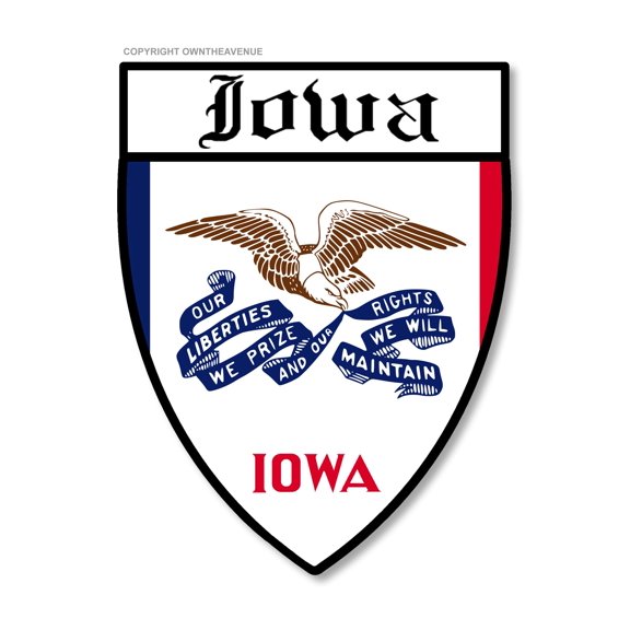 Iowa Flag Badge Logo Shield Car Truck Vinyl Sticker Decal 3.5"