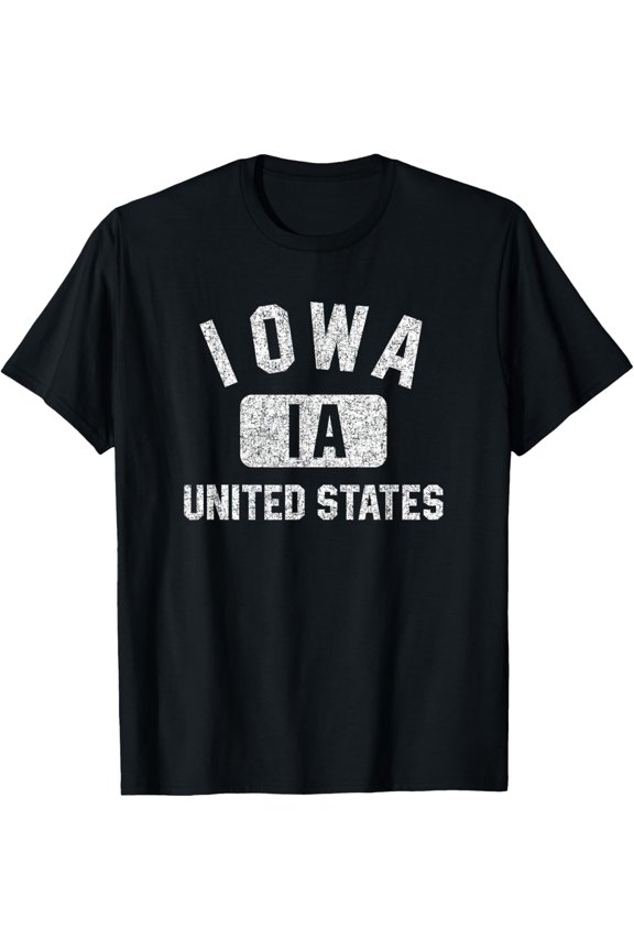 Iowa Gym Style Distressed White Print T-Shirt
