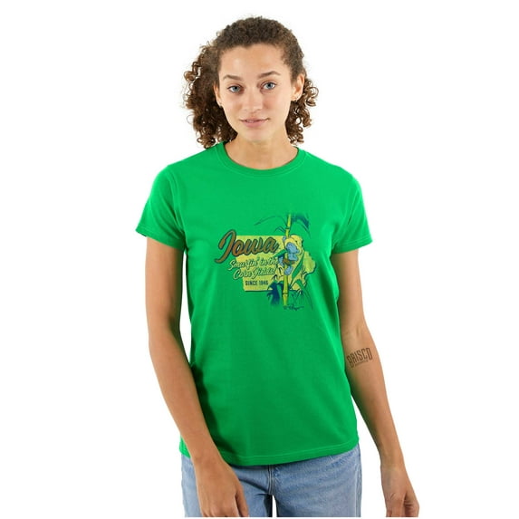 Iowa Hawkeye State Corn Fields Smurfs Women's T Shirt Ladies Tee Brisco Brands S
