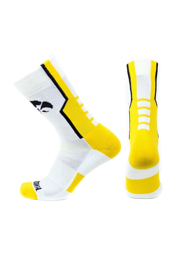 Iowa Hawkeye White Sport Performance Sock - Donegal Bay - Unisex - Child - Crew