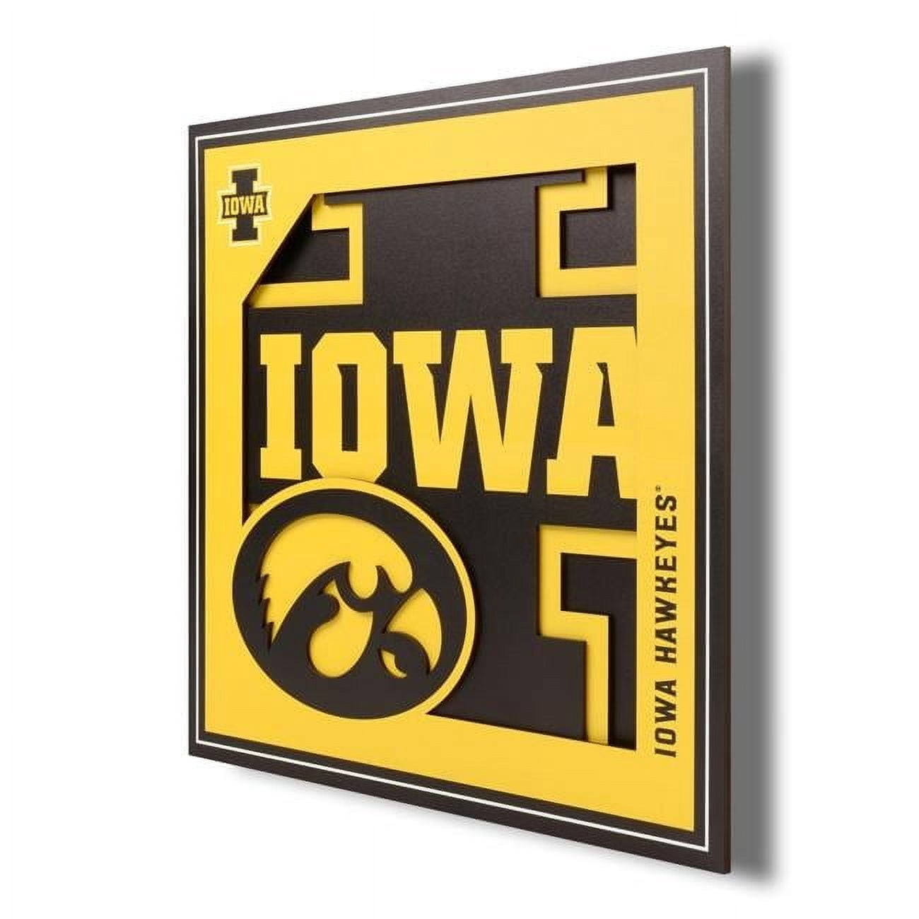 Iowa Hawkeyes 12'' x 12'' 3D Logo Wall Art