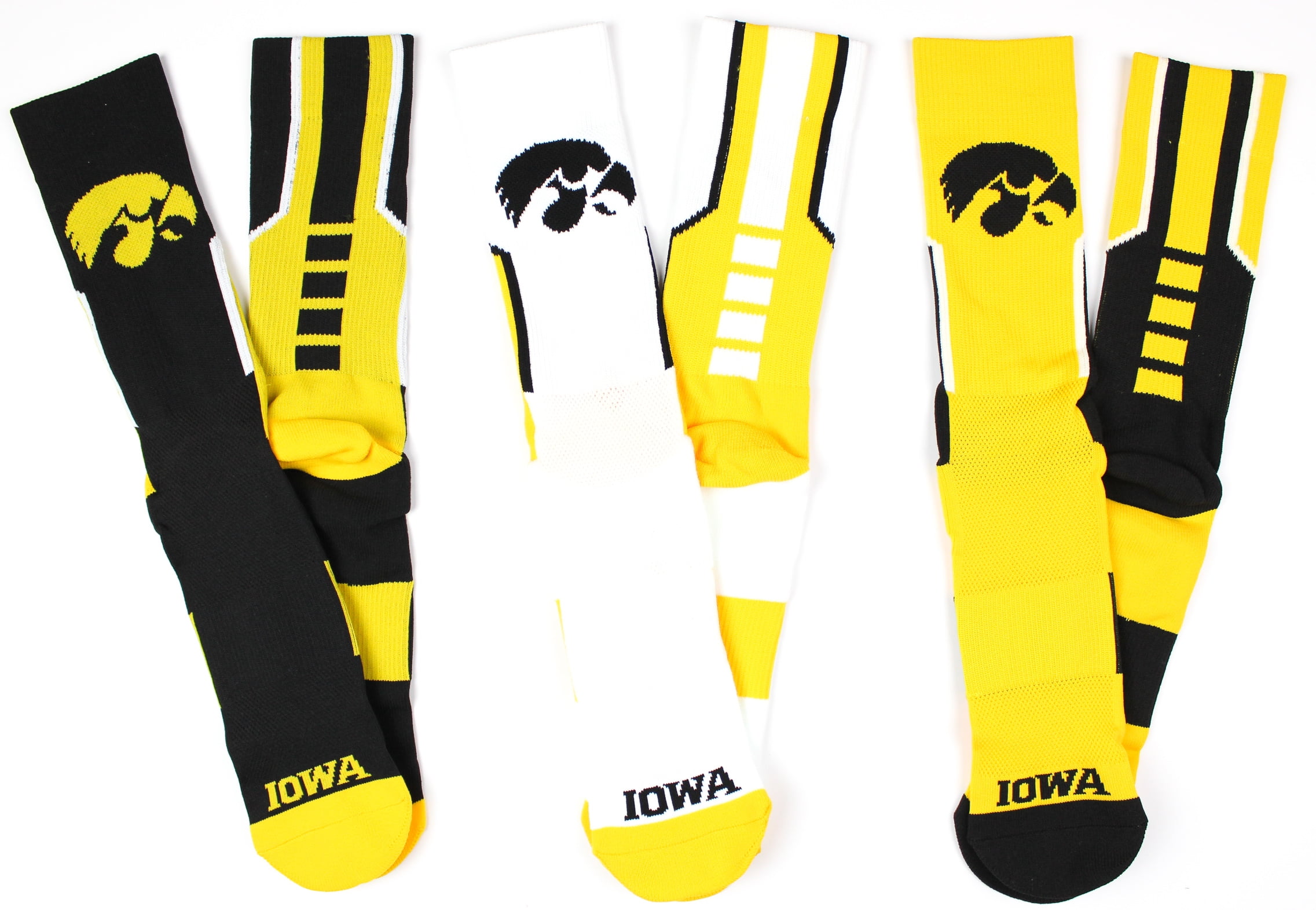 Iowa Hawkeyes 3 Piece Sport Performance Socks Bundle - Donegal Bay - Unisex - One Size - Crew