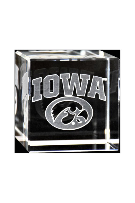 Iowa Hawkeyes Athletic Logo 2.3" Laser Engraved Crystal Cube