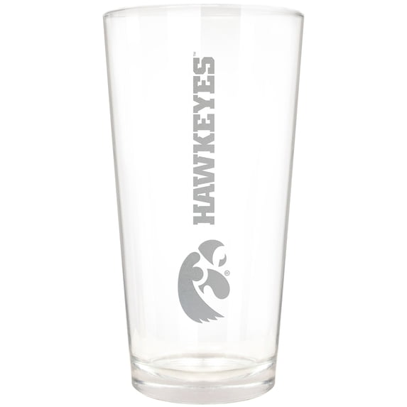 Iowa Hawkeyes Etched 16oz. Vertical Rally Cry Pint Glass