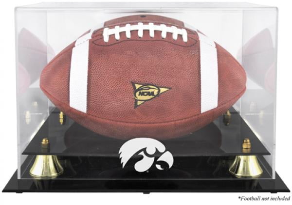 Iowa Hawkeyes Golden Classic Logo Football Display Case with Mirror Back