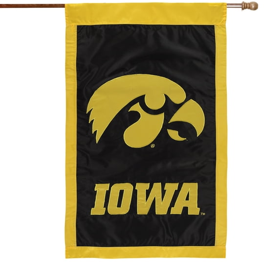Iowa Hawkeyes Black 28'' x 44'' Team Logo Applique Flag