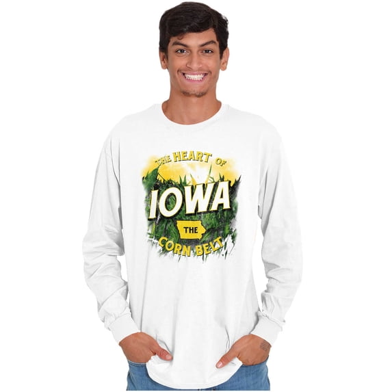 Iowa Heart Of The Corn Belt Farmer Plus Size Long Sleeve Graphic Tee Shirt Brisco Brands 3X
