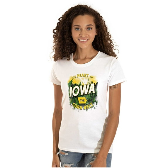 Iowa Heart Of The Corn Belt Farmer Womens Slim Fit Graphic Tee Brisco Brands M