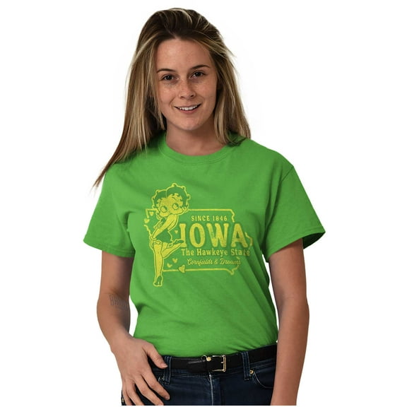 Iowa IA State Pride Cute Betty Boop Women's Graphic T Shirt Tees Brisco Brands L