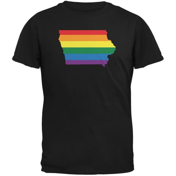 Iowa LGBT Gay Pride Rainbow Black Adult T-Shirt - Large