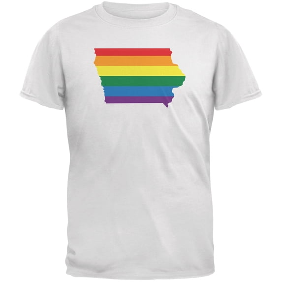 Iowa LGBT Gay Pride Rainbow White Adult T-Shirt - Medium