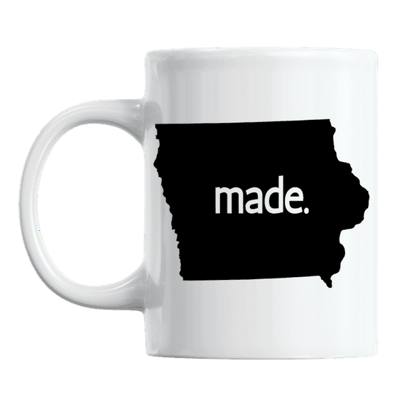 Iowa Made & IA USA State Map Outline, US Citizen Coffee & Tea Mug Cup (11oz)