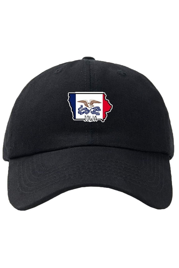 Iowa Map Flag Baseball Cap Hat Hook & Loop Closure USA Iowa State Des Moines The Hawkeye State - Personalize it!