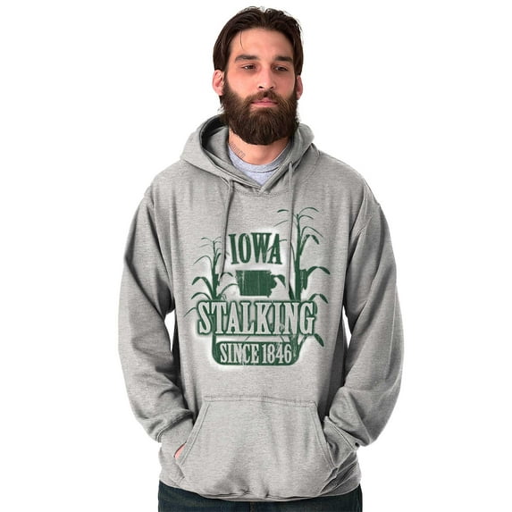 Iowa Map Shape Funny IA Corn Stalking Hoodie Sweatshirt Women Men Brisco Brands S