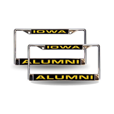 Iowa NCAA Hawkeyes Alumni Chrome Metal (Set of 2) Laser Cut License Plate Frames