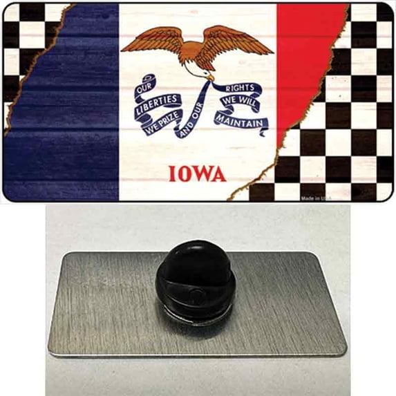 Iowa Racing Flag Novelty Metal Hat Pin Tag 1.5" x 0.75" Hat Pin (PIN)