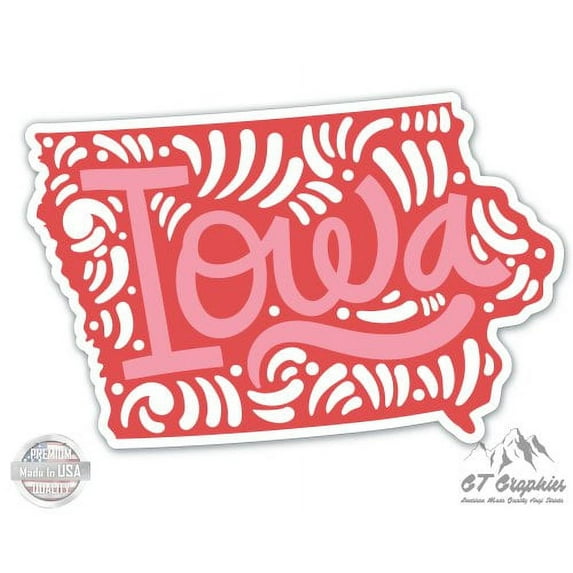 Iowa Shape Cute Letters Native Local - 12" Vinyl Sticker Waterproof Decal