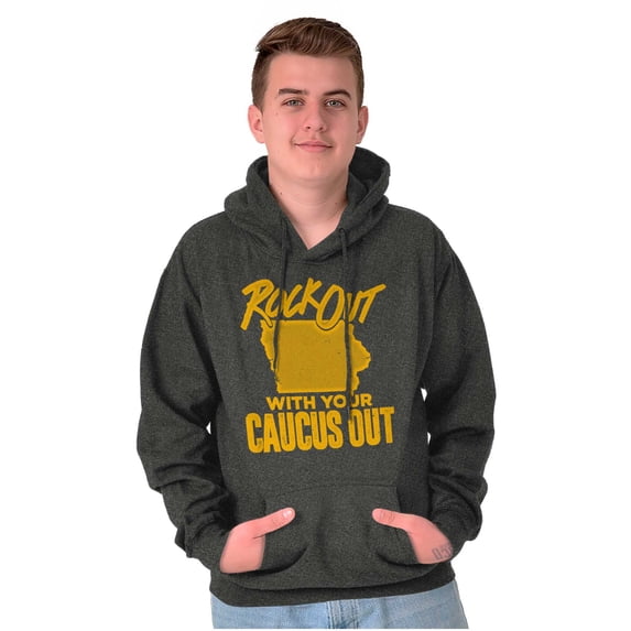 Iowa Shape Rock Out Caucus Funny Hoodie Sweatshirt Women Men Brisco Brands X