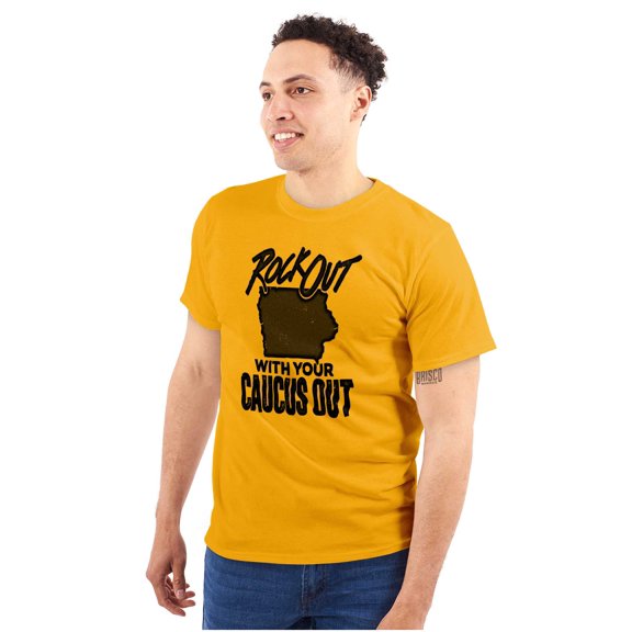 Iowa Shape Rock Out Caucus Funny Men's Graphic T Shirt Tees Brisco Brands M
