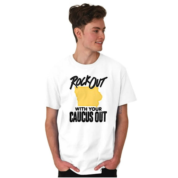 Iowa Shape Rock Out Caucus Funny Men's Graphic T Shirt Tees Brisco Brands M