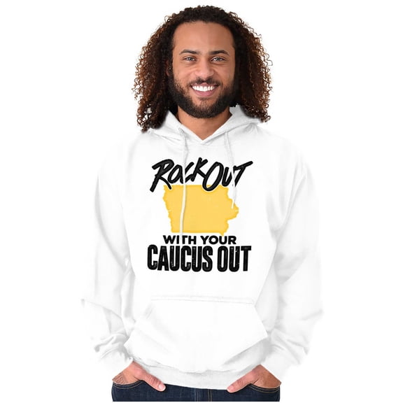 Iowa Shape Rock Out Caucus Funny Unisex Plus Fleece Graphic Hoodie Brisco Brands 4X