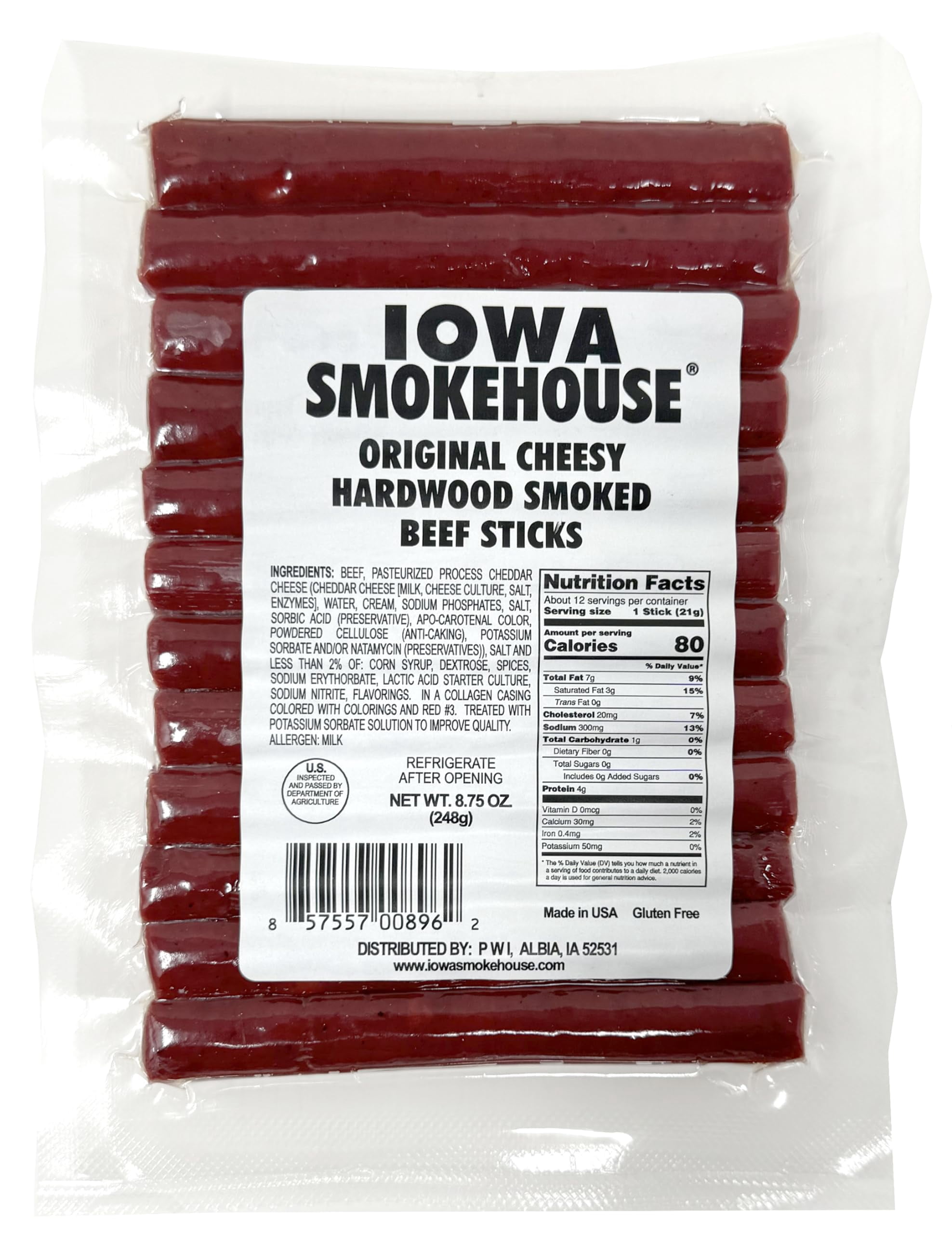 Iowa Smokehouse Cheesy Beef BCF26 Sticks Hardwood Hickory Smoked Meat ...