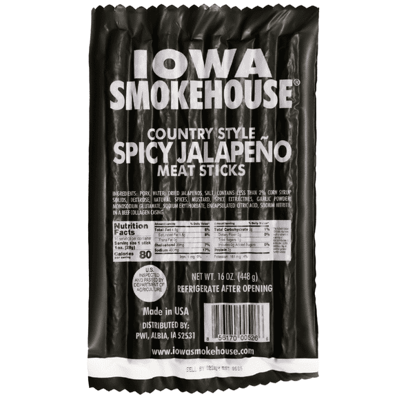 IOWA SMOKEHOUSE Spicy Jalapeno Country Style Meat Sticks, 16 oz