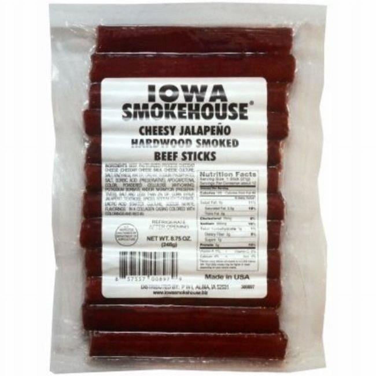 Iowa Smokehouse & Preferred Wholesale 105626 8.75 oz Hardwood Smoked Beef Sticks  Cheesy Jalapeno